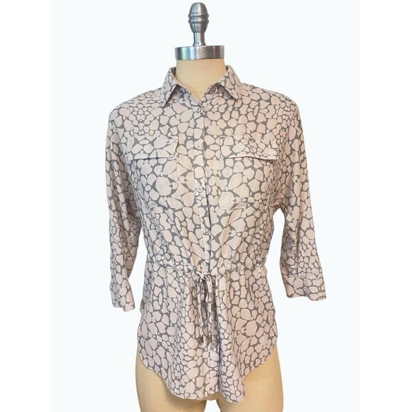 Armani Exchange Gray Mauve Giraffe print Waist Tie Tunic Top XS - Picture 1 of 5